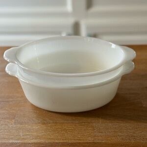 Vintage Fire-King Milk Glass Casserole/ Serving Dishes - set of 2!